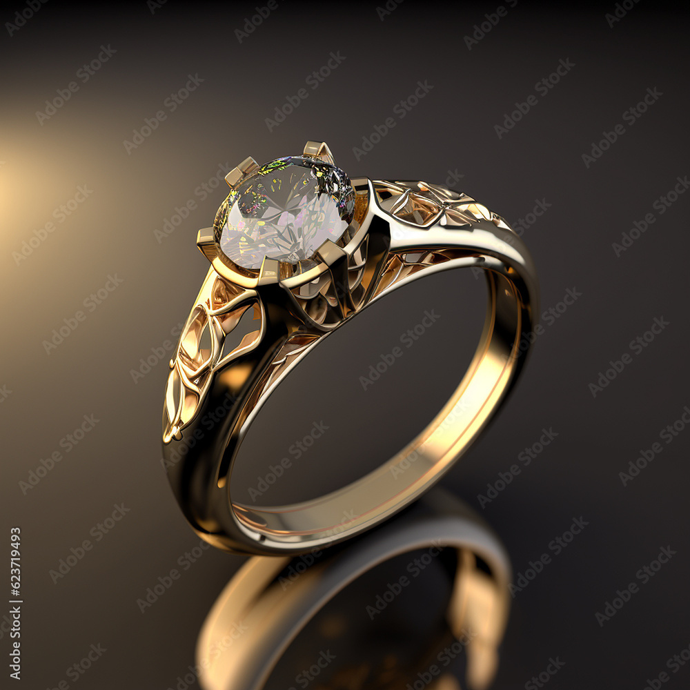 Gold Diamond engagement ring high resolution background image AI ...