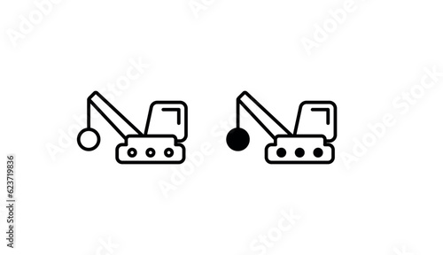 Wrecking Ball Crane icon design with white background stock illustration