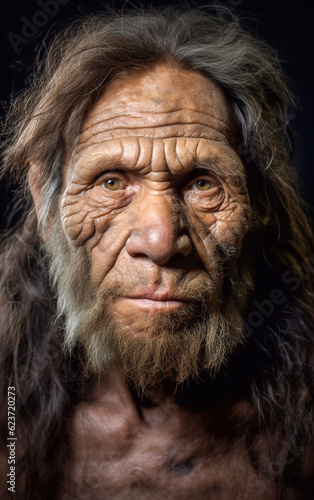 Close-up portrait of a prehistoric man