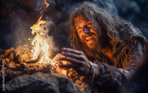 Prehistoric man discover the fire