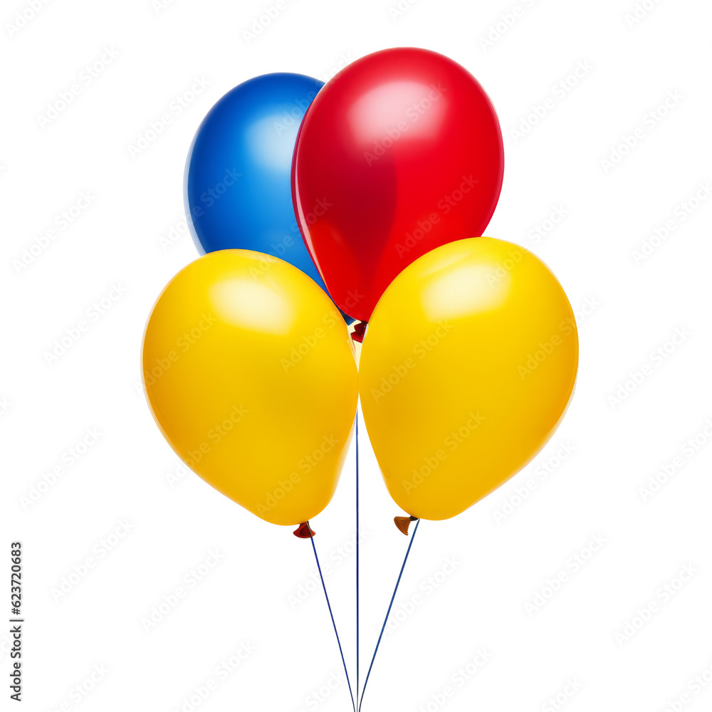 blue red and yellow balloons isolated on transparent background cutout blue red and yellow balloons isolated on transparent background cutout