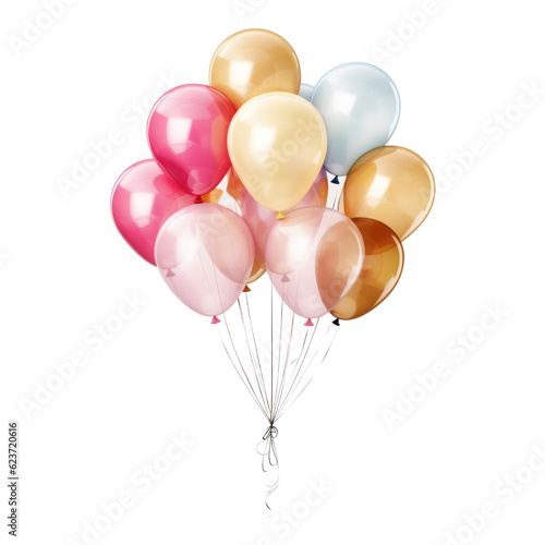 Print op canvas colorful balloons isolated on transparent background cutout