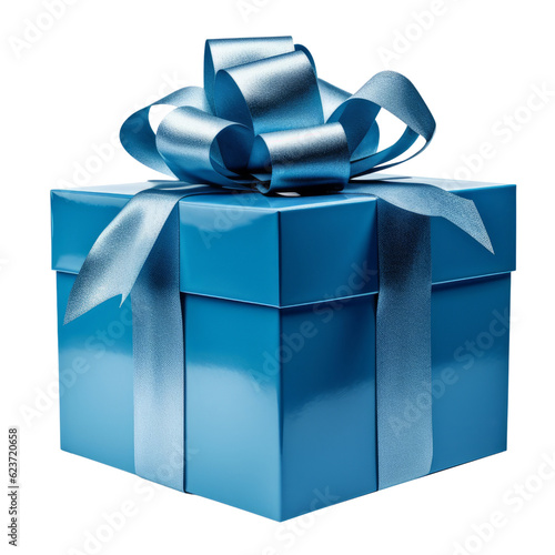 Naklejka blue gift box isolated on transparent background cutout