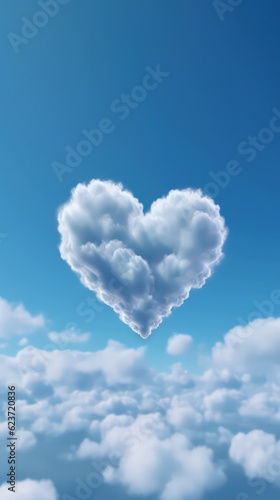 Heart Shaped Cloud in Blue Sky AI Generated