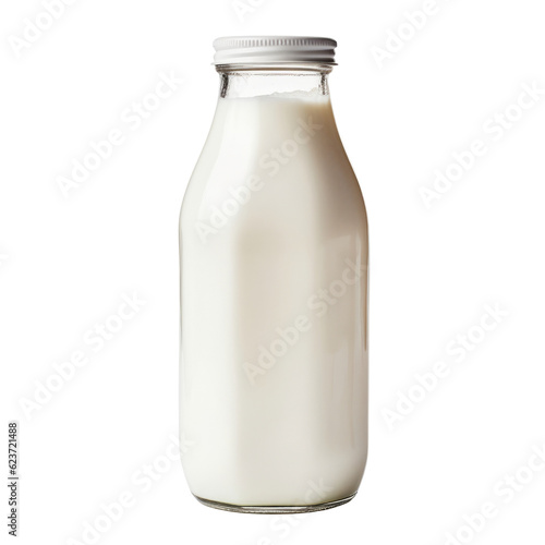 bottle of milk isolated on transparent background cutout