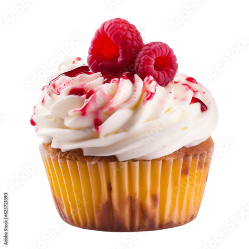 cupcake with cream isolated on transparent background cutout