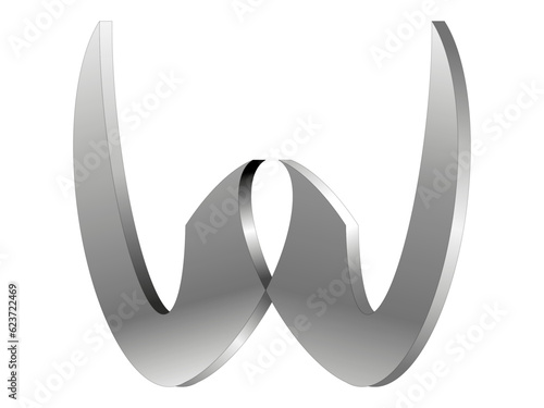 The geometric figure was created as a result of transformations of the circle consisting in scaling, combining and using a gray gradient. The object is shaped like the letter W.