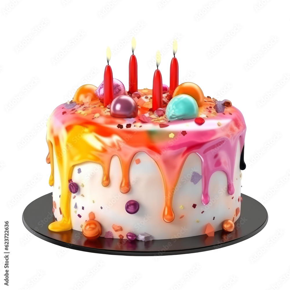 birthday cake with candles isolated on transparent background cutout ...