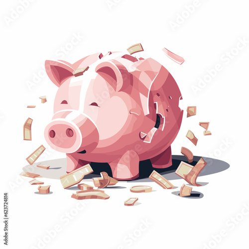 A piggy bank with coins falling
