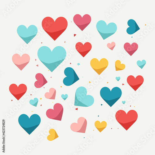 A group of hearts with different colors 