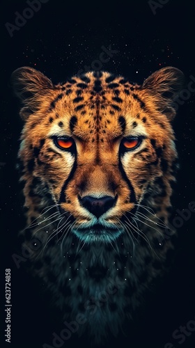 Typography Cheetah on Dark Background. Generative AI