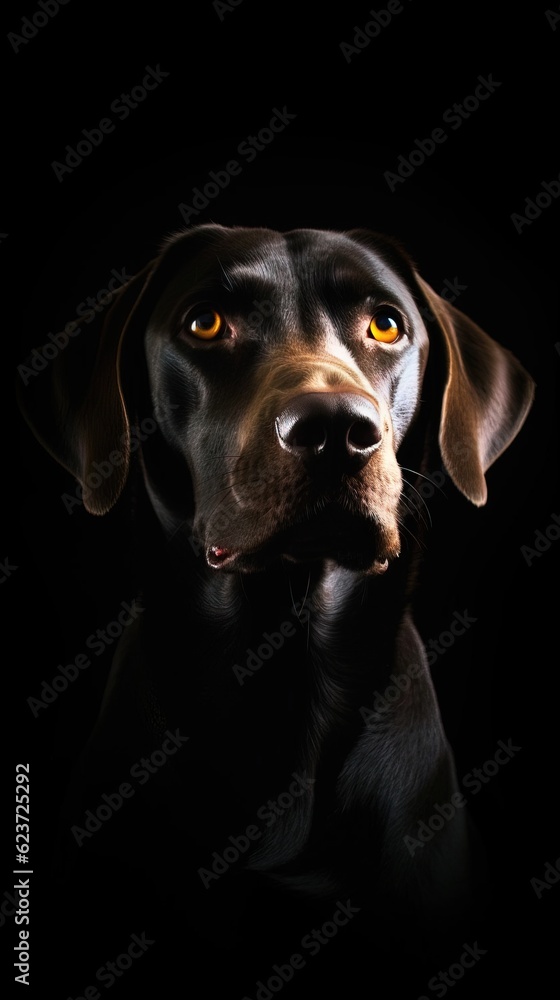 Minimalist Dog on Dark Background. Generative AI