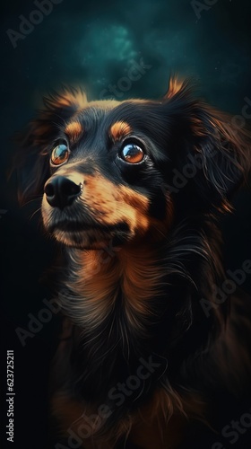 Furry Friend in Bokeh Style on Dark Background. Generative AI