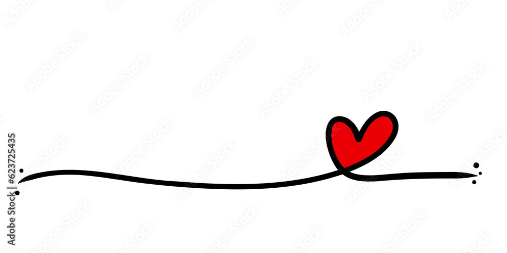Red heart symbol drawing line love romance concept