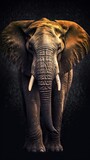Majestic Elephant in Grungeon Style on Dark Background. Generative AI
