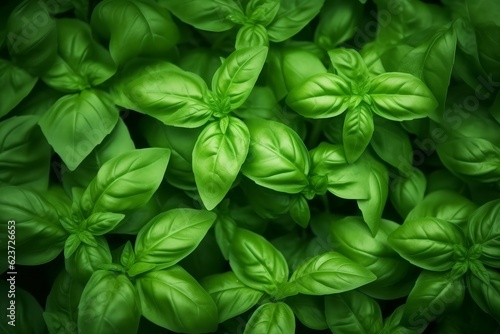 Basil leaves nutrition background. Generate Ai