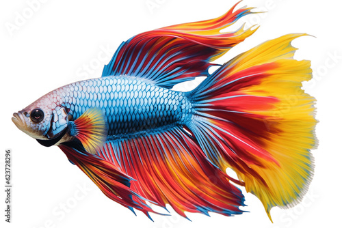 Vibrant Betta Fish on Transparent Background. Generative AI