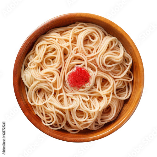 noodles on a plate isolated on transparent background cutout