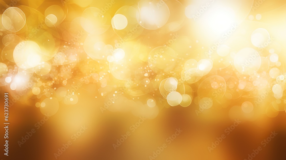 Fototapeta premium Gold glitters background. shimmering blur spot lights Bokeh Shiny gold light background texture.