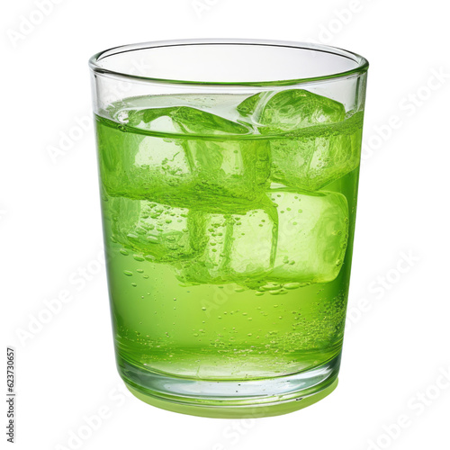 glass of green juice isolated on transparent background cutout