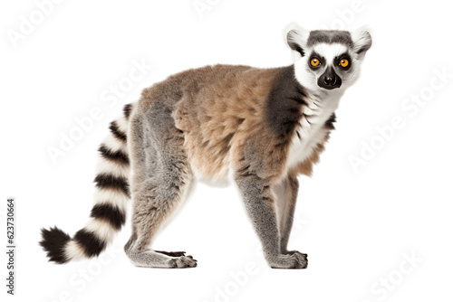Isolated Lemur Standing on Transparent Background. Generative AI