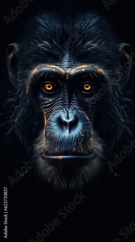 Mysterious Monkey in Dark Grungeon Style. Generative AI © Alexander
