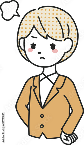 怒るスーツを着た女性