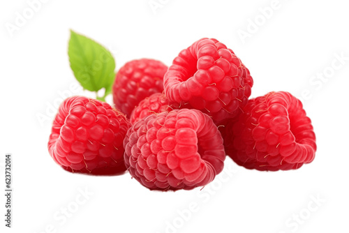 Raspberries on White Back ground Isolated on Transparent Background Generative AI