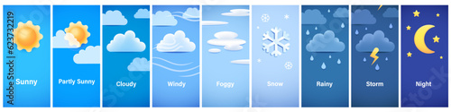 Weather template set. Realistic style.