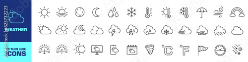 Weather icon set. Linear style.