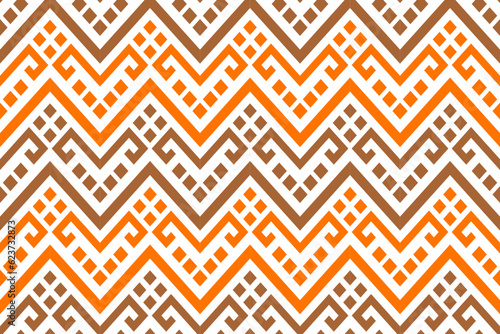 Orange vintages cross stitch traditional ethnic pattern paisley flower Ikat background abstract Aztec African Indonesian Indian seamless pattern for fabric print cloth dress carpet curtains and sarong
