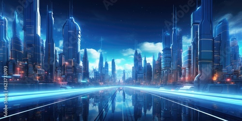 Glowing City of Advanced Technology, generative ai #623733093