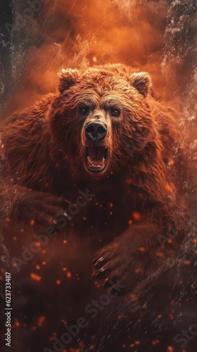 Vibrant and Energetic Bear in Action AI Generated