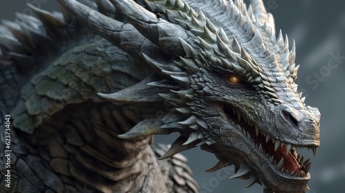 Cinematic View of a White Dragon with Intricate Details AI Generated