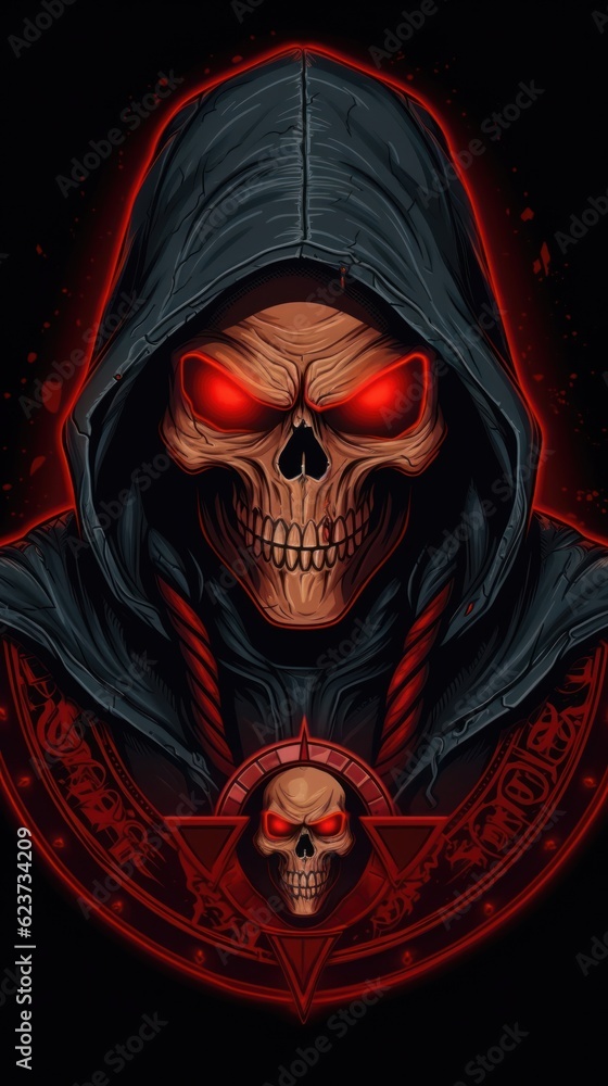 Red Skull Wearing Black Hoodie AI Generated