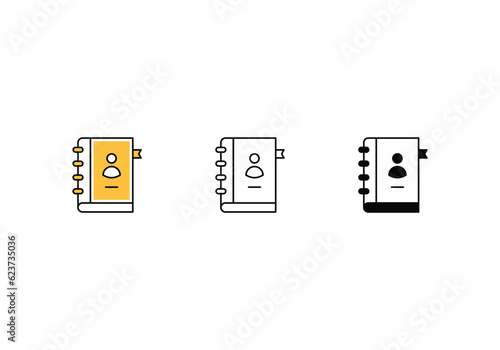 Contact Book icons set vector stock illustration.