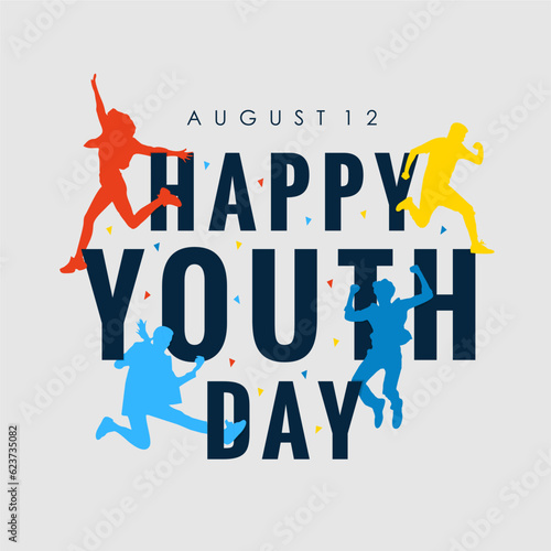 happy youth day poster on white background template vector