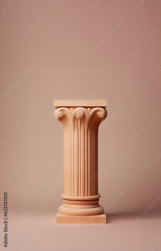decorative brown column plinth with space for item isolated on tan studio background made with generative ai decorative brown column plinth with space for item isolated on tan studio background made with generative ai