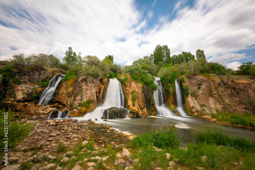 Muradiye waterfall  which is located on the Van - Dogubeyazit highway  a natural wonder often visited by tourists in Van  Turkey