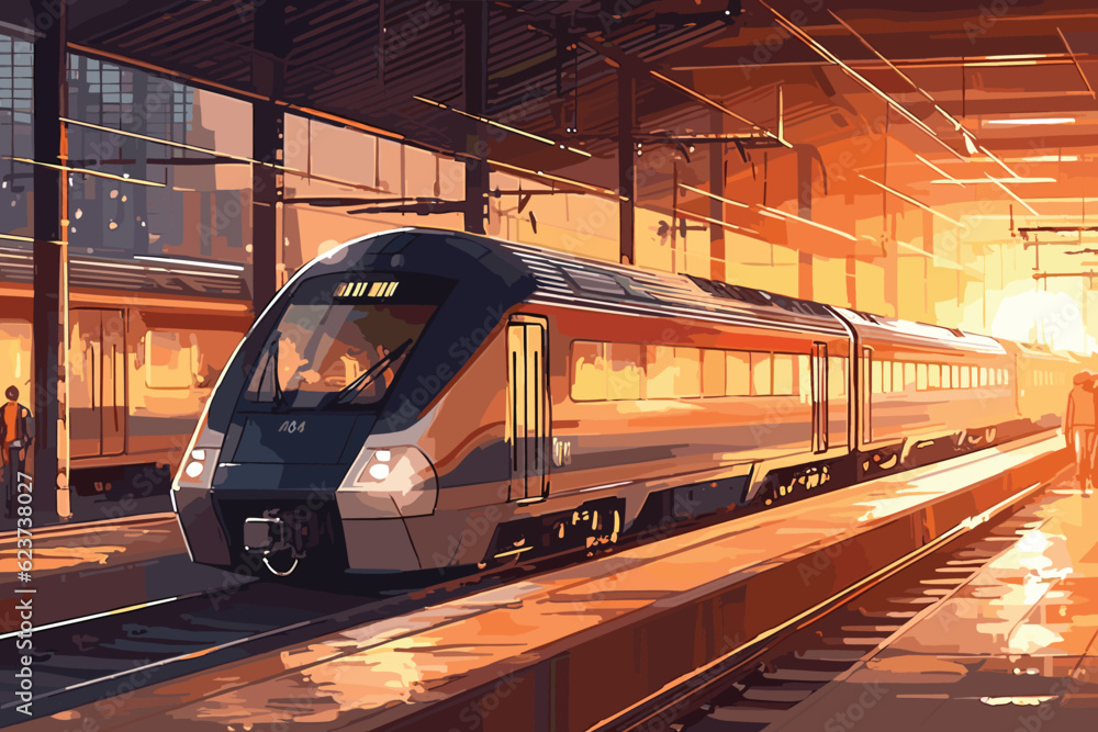 Fototapeta premium Railway station with modern train