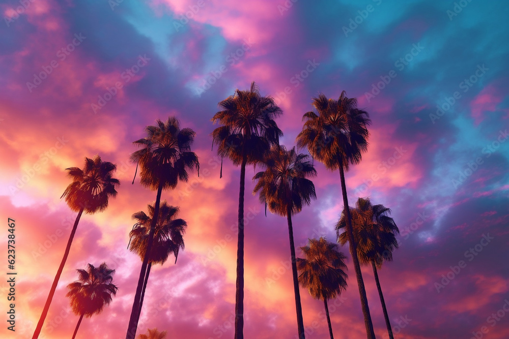 Obraz premium palm trees at sunset