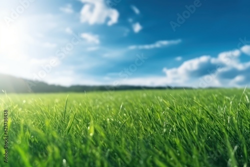 Serene Spring Landscape with Green Field and Blue Sky