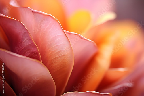 rose flower petals pink and yellow macro photo made with generative ai