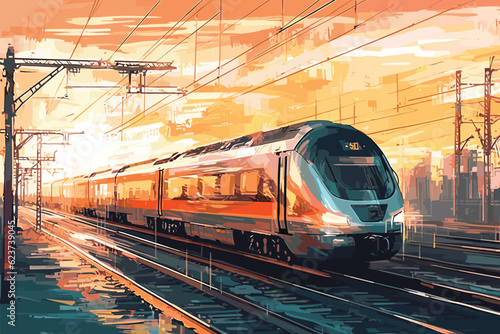 Railway station with modern train