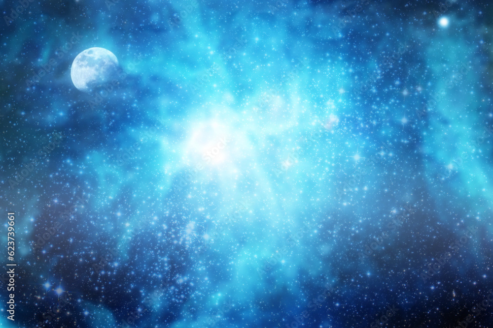blue universe and moon blue universe and moon