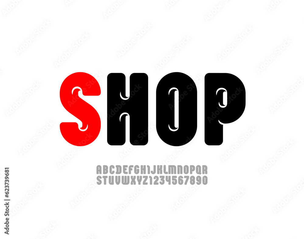 Trendy font, alphabet in the modern style, rounded letters and numbers for you design, vector illustration Trendy font, alphabet in the modern style, rounded letters and numbers for you design, vector illustration