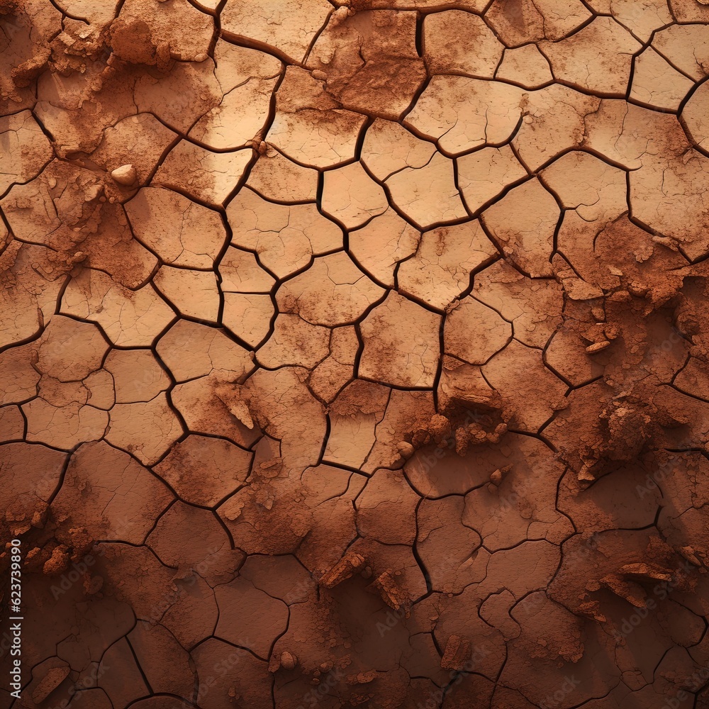 Fototapeta premium Cracked soil texture. Great for stories about climate change, drought, desertification and more. Also great for overlays, backgrounds and other graphic design. 