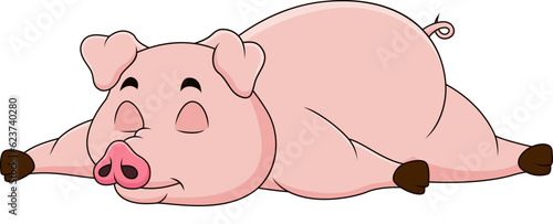 Cute pig mascot cartoon sleeping. Cute animal mascot illustration
