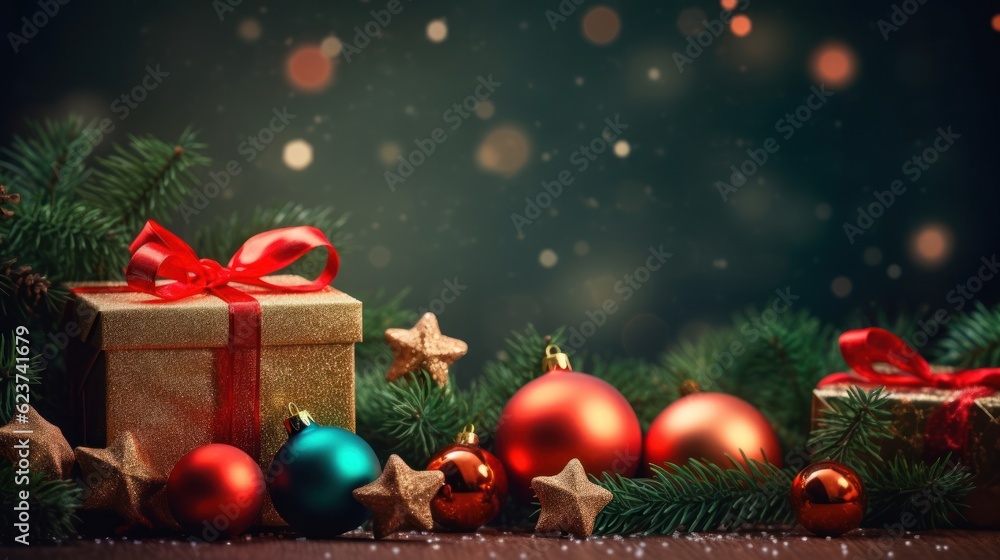 Christmas or New Year background. Christmas and new year holidays concept. Generative AI Christmas or New Year background. Christmas and new year holidays concept. Generative AI