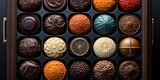 AI Generated. AI Generative. Box of sweet desert candy chocolate. Romantic holiday gift present tasty food. Graphic Art